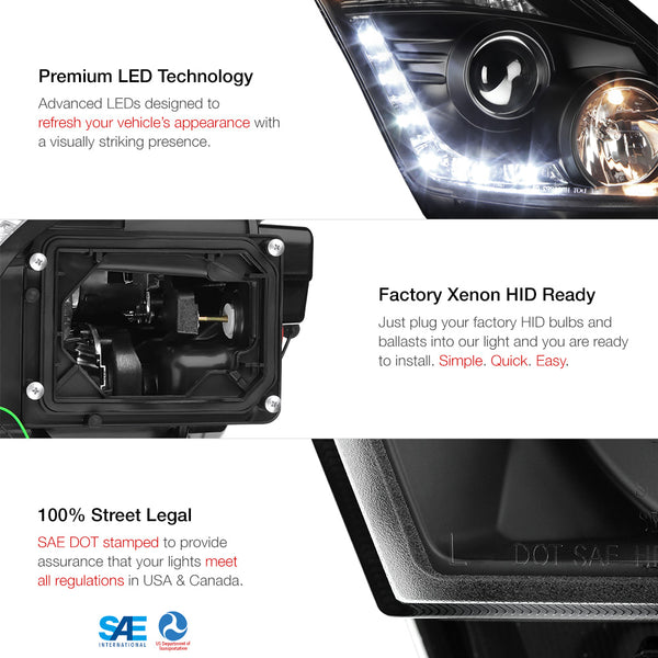 [Daytime Running LED Strip] Infinity Black Projector Headlights