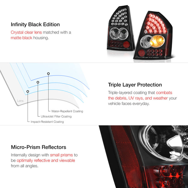 2008-2010 Chrysler 300C Black Tail Light