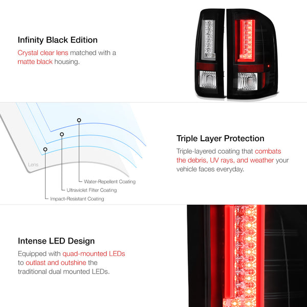 2007-2013 Chevrolet Silverado 1500 | 2500HD | 3500HD Black Tail Light