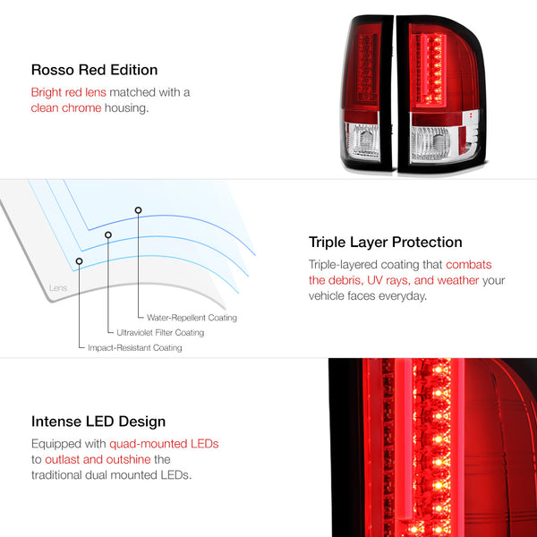 2007-2013 Chevrolet Silverado 1500 | 2500HD | 3500HD Rosso Red Tail Light