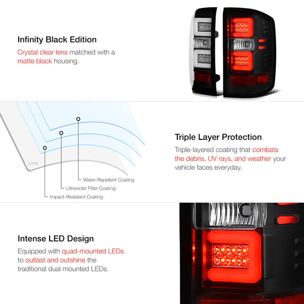 2014-2016 Chevrolet Silverado 1500 Black Tail Light