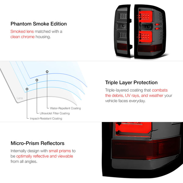 2014-2016 Chevrolet Silverado 1500 Smoked Tail Light