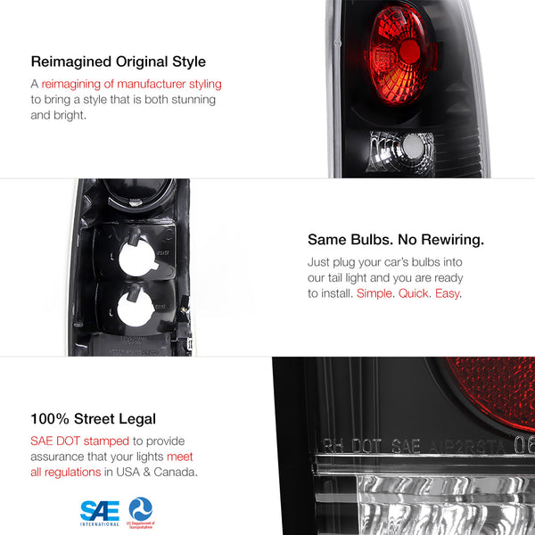 1999-2002 Chevrolet Silverado 1500 | 2500 | 3500 Black Tail Light