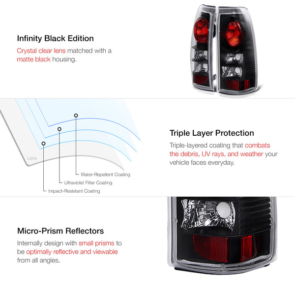 1999-2002 Chevrolet Silverado 1500 | 2500 | 3500 Black Tail Light