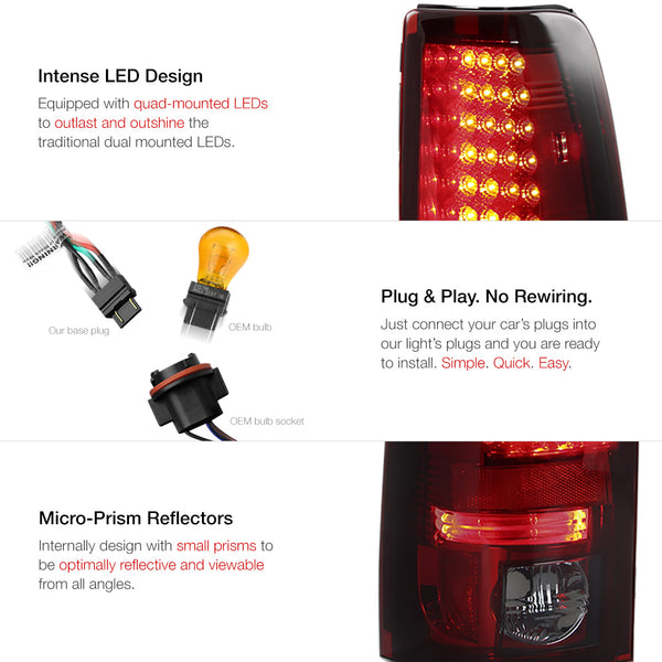 1999-2002 Chevrolet Silverado 1500 | 2500 | 3500 Rosso Burgundy Tail Light