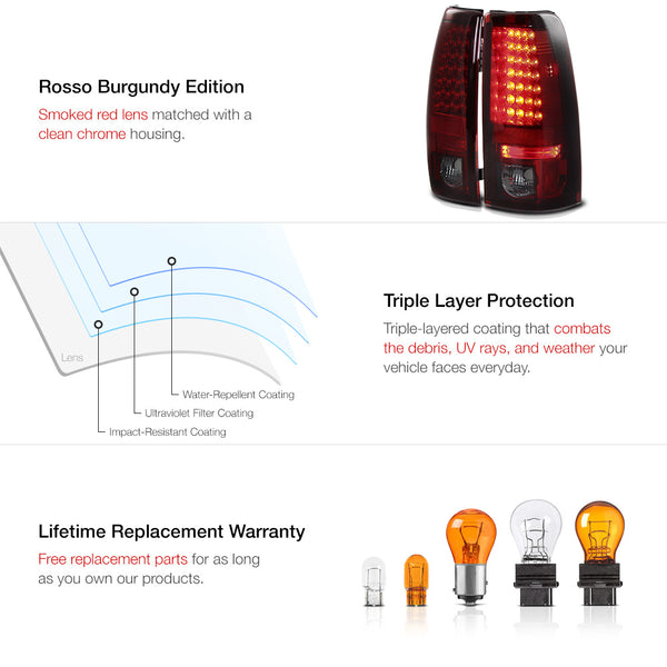 1999-2002 Chevrolet Silverado 1500 | 2500 | 3500 Rosso Burgundy Tail Light