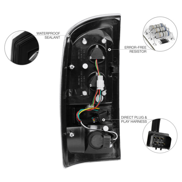 2002-2006 Dodge RAM 1500 Black Tail Light