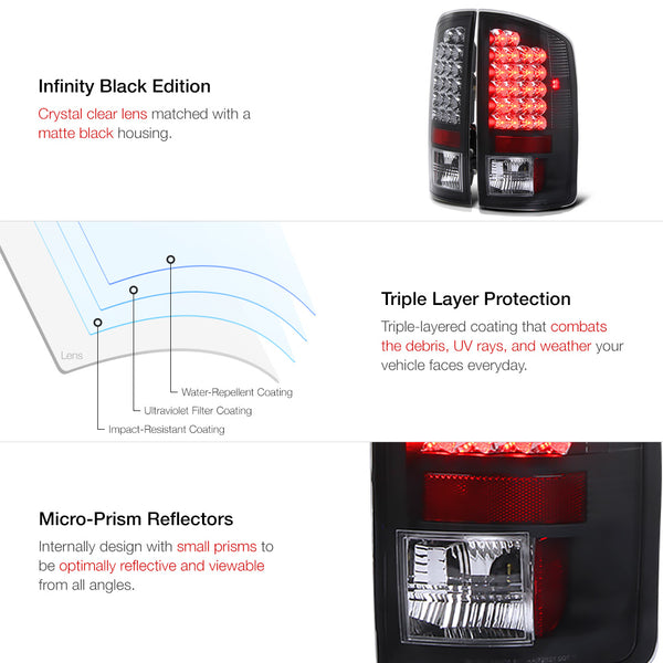 2002-2006 Dodge RAM 1500 Black Tail Light