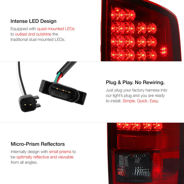 2007-2008 Dodge RAM 1500 Rosso Burgundy Tail Light