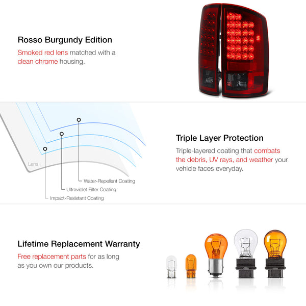 2007-2008 Dodge RAM 1500 Rosso Burgundy Tail Light
