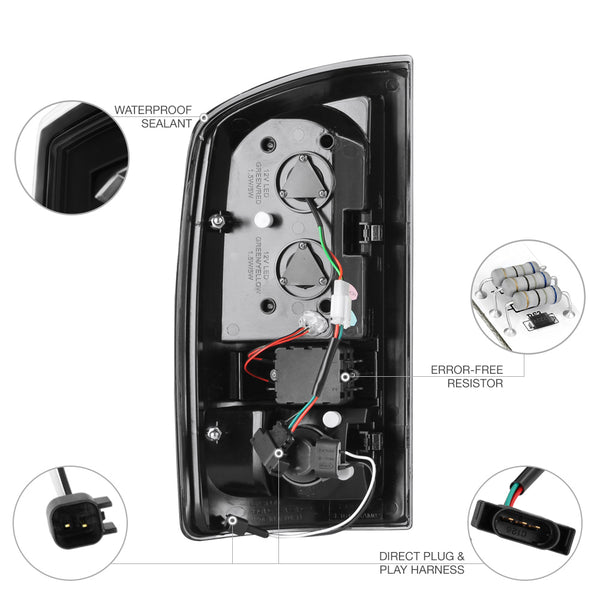 2007-2008 Dodge RAM 1500 Black Tail Light
