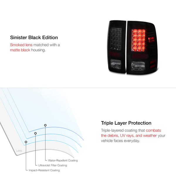 2009-2017 Dodge RAM 1500 Sinister Black Tail Light