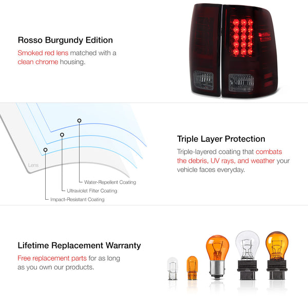 2009-2017 Dodge RAM 1500 Rosso Burgundy Tail Light