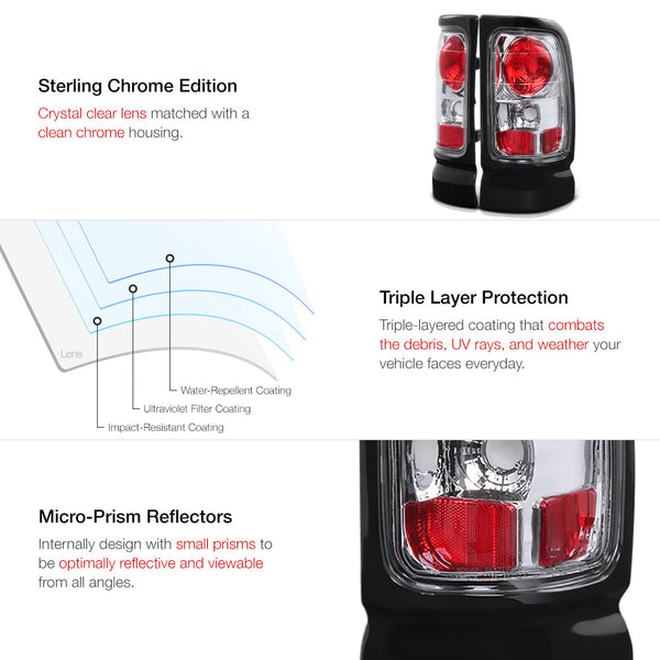 1994-2001 Dodge RAM 1500 Chrome Tail Light