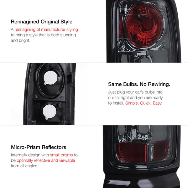 1994-2001 Dodge RAM 1500 Smoked Tail Light