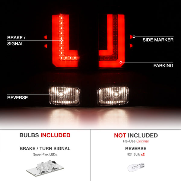 2014-2015 GMC Sierra 1500 Black Tail Light