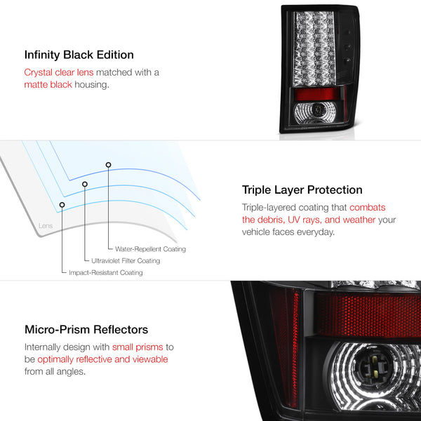 2007-2010 Jeep Grand Cherokee Black Tail Light