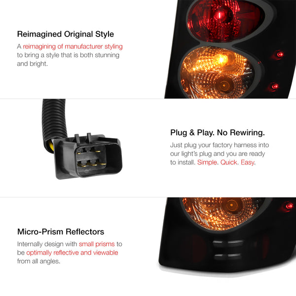 1999-2004 Jeep Grand Cherokee Sinister Black Tail Light