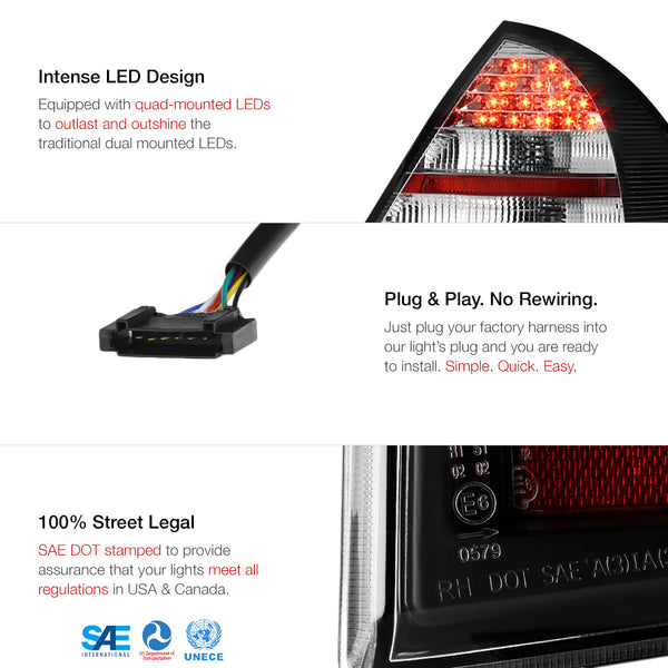 2005-2007 Mercedes-Benz W203 C-Class Black Tail Light