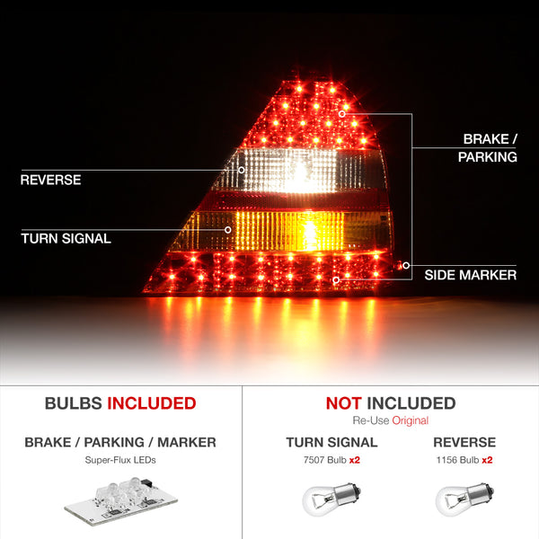 2005-2007 Mercedes-Benz W203 C-Class Rosso Burgundy Tail Light