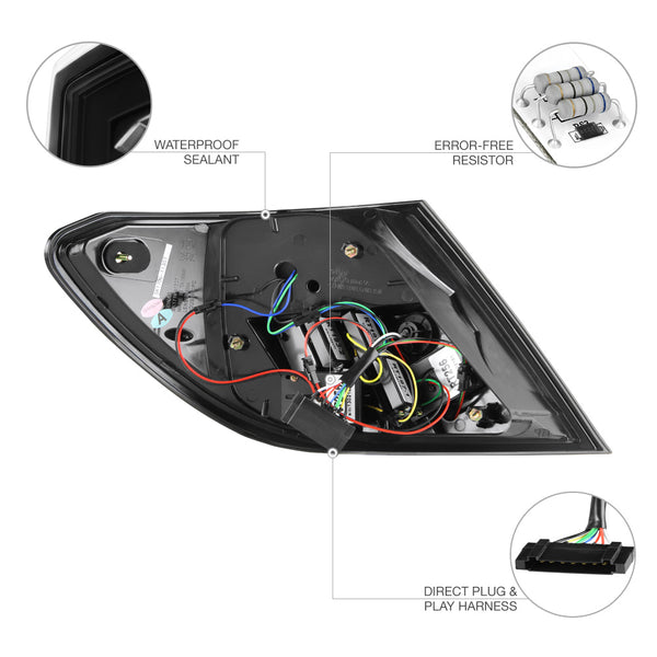 2008-2011 Mercedes-Benz W204 C-Class Black Tail Light