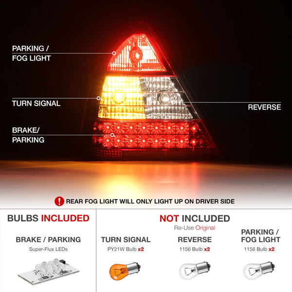 1994-2000 Mercedes-Benz W202 C-Class Rosso Burgundy Tail Light