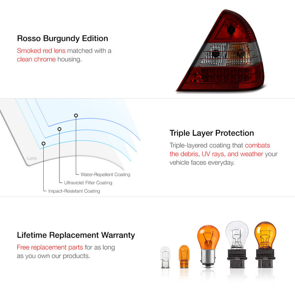 1994-2000 Mercedes-Benz W202 C-Class Rosso Burgundy Tail Light