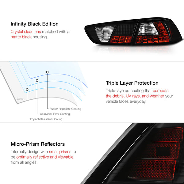 2008-2017 Mitsubishi Lancer Black Tail Light