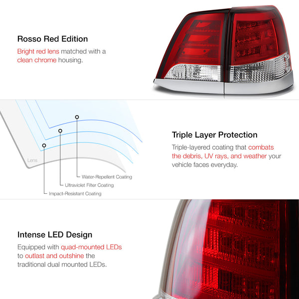 2008-2011 Toyota Land Cruiser Rosso Red Tail Light