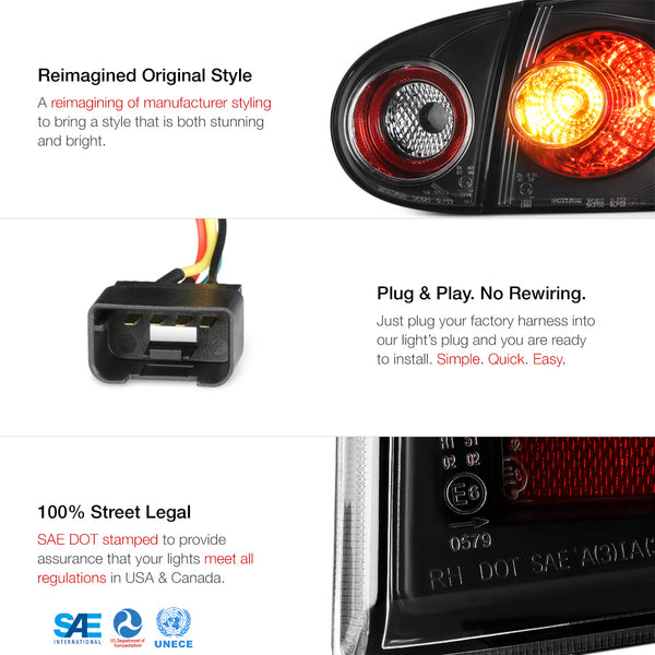2006-2009 Volkswagen GTI Black Tail Light