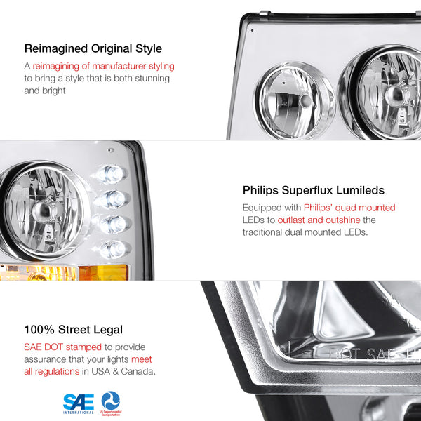 1999-2002 Chevrolet Silverado 1500 | 2500 | 3500 Chrome Headlight