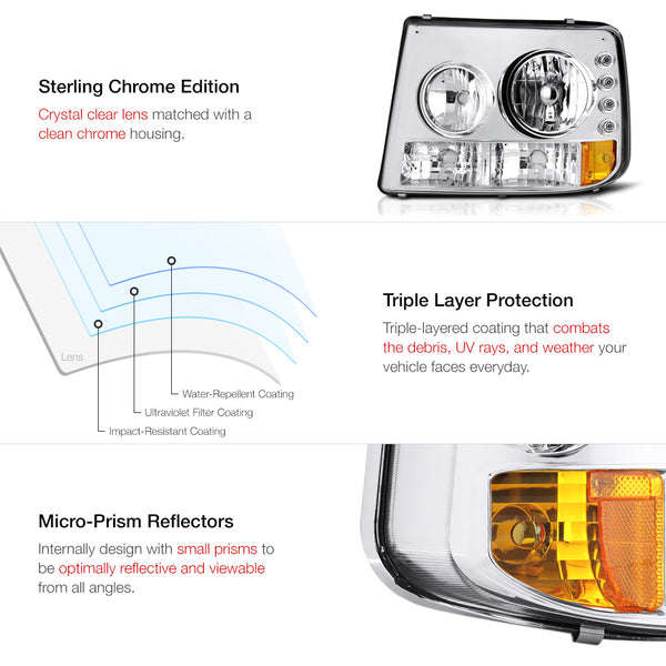 1999-2002 Chevrolet Silverado 1500 | 2500 | 3500 Chrome Headlight