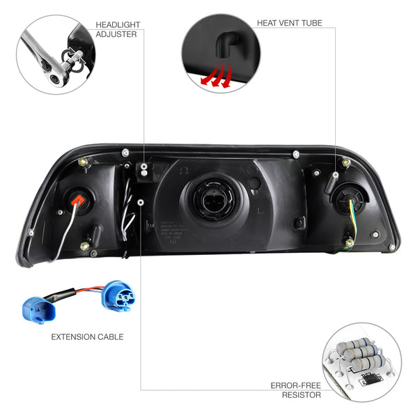 1987-1993 Ford Mustang Black Headlight