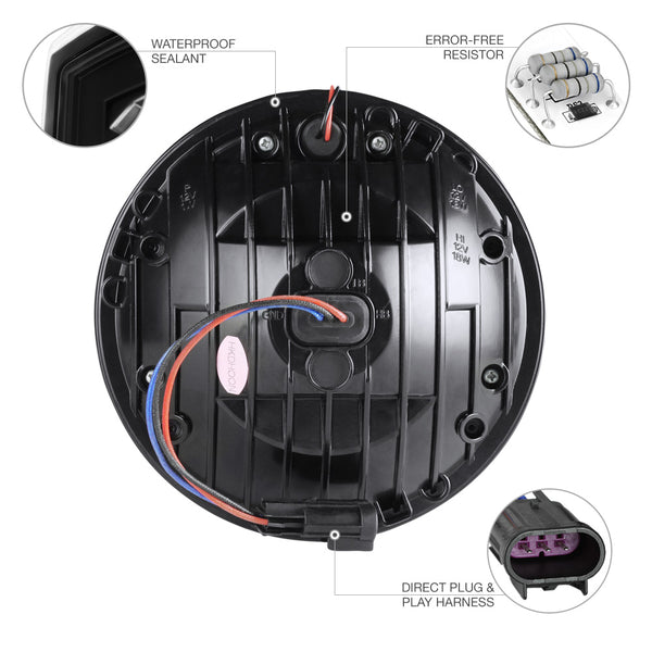 2007-2017 Jeep Wrangler Black Headlight