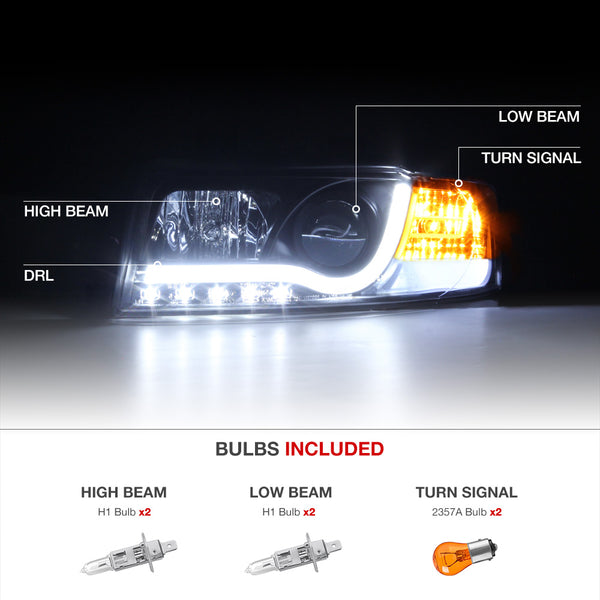 2002-2005 Audi A4 Black Headlight