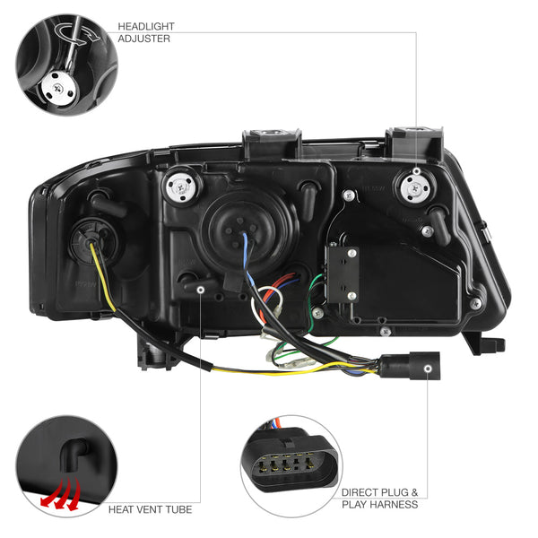 2002-2004 Audi A6 Black Headlight