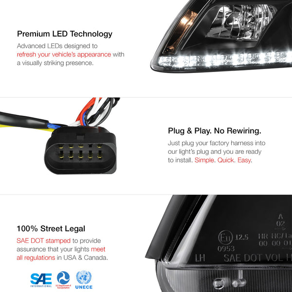 2005-2008 Audi A6 Black Headlight