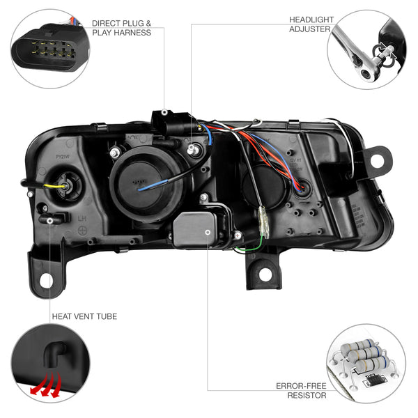 2005-2008 Audi A6 Black Headlight