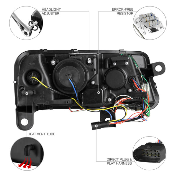 2005-2008 Audi A6 Black Headlight