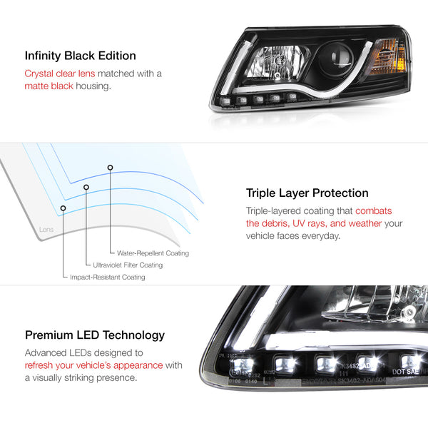 2005-2008 Audi A6 Black Headlight