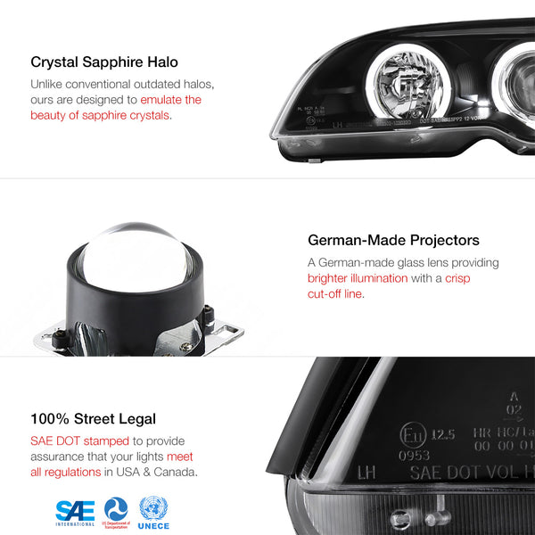 2003-2006 BMW E46 3-Series Black Headlight