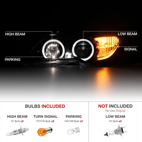 2003-2006 BMW E46 3-Series Black Headlight