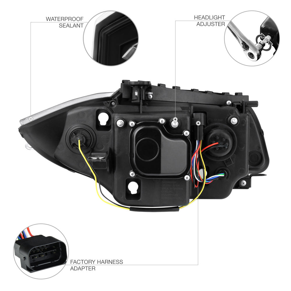 Spec-D Tuning Black LED Halo Projector Headlights For BMW E81 E82 E88 E87 (2007-2013)