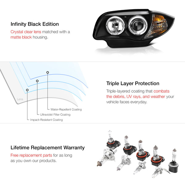 2008-2011 BMW E82 | E87 1-Series Black Headlight