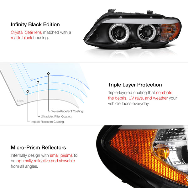 2004-2006 BMW E53 X5 Black Headlight