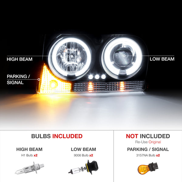 2005-2008 Chrysler 300 Black Headlight