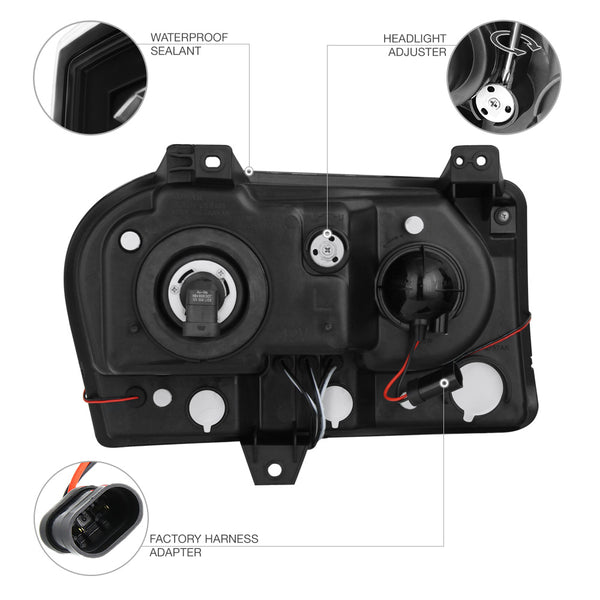 2005-2008 Chrysler 300 Black Headlight