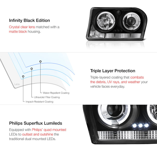 2009-2010 Chrysler 300 Black Headlight