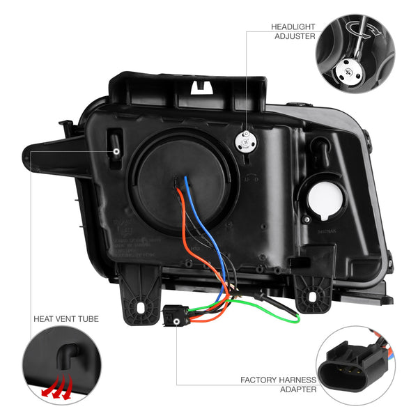 2010-2013 Chevrolet Camaro Black Headlight