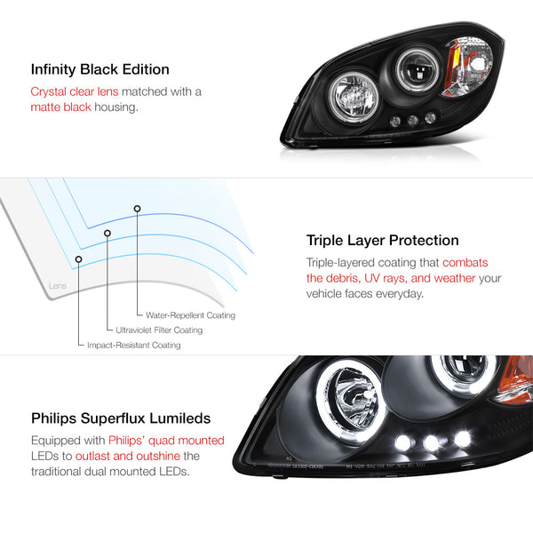 2005-2010 Chevrolet Cobalt Black Headlight